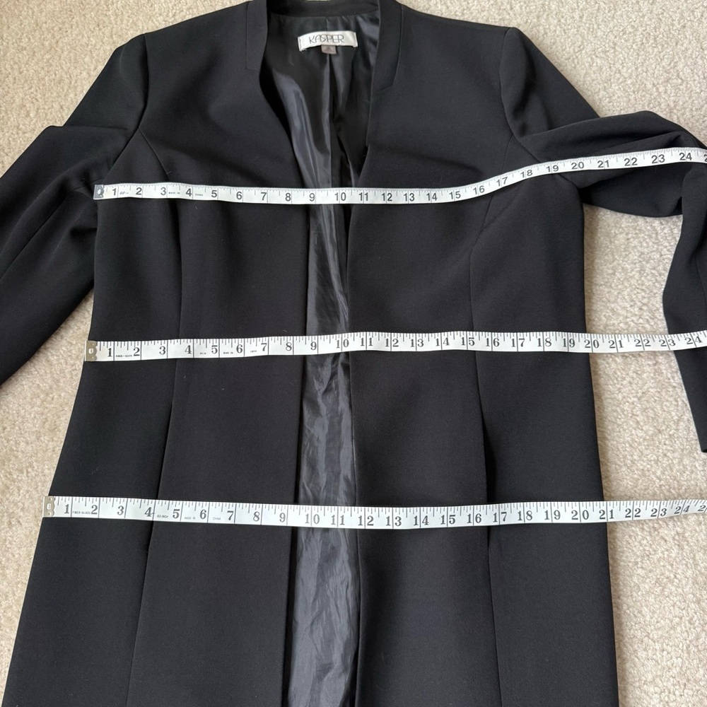 KASPER Elegant Black Open-Front Longline Blazer Jacket—SZ. 10 - Picture 11 of 16